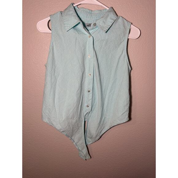 Marsh Landing Seersucker Gingham Tie-Front Top - Size M - Picture 7 of 10
